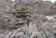 [Stephanie on rock at Beluga Point]