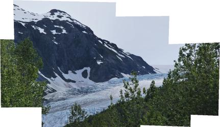 [Multi-picture, stitched shot of Exit Glacier]