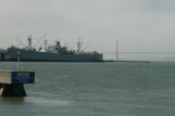 [Barge and Golden Gate Bridge]