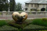 [Heart statue from top of second stairs]