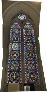 [Stained glass window panorama]