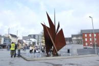 [Fountain and sculpture at Eyre Square]