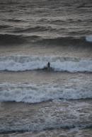 [Dog chasing ball into the water in Galway Bay]