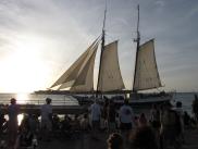 [Sailing ship at sunset]