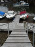 [Halls Harbor dock at low tide]