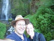 [Frank and Di on Multnomah Falls bridge]